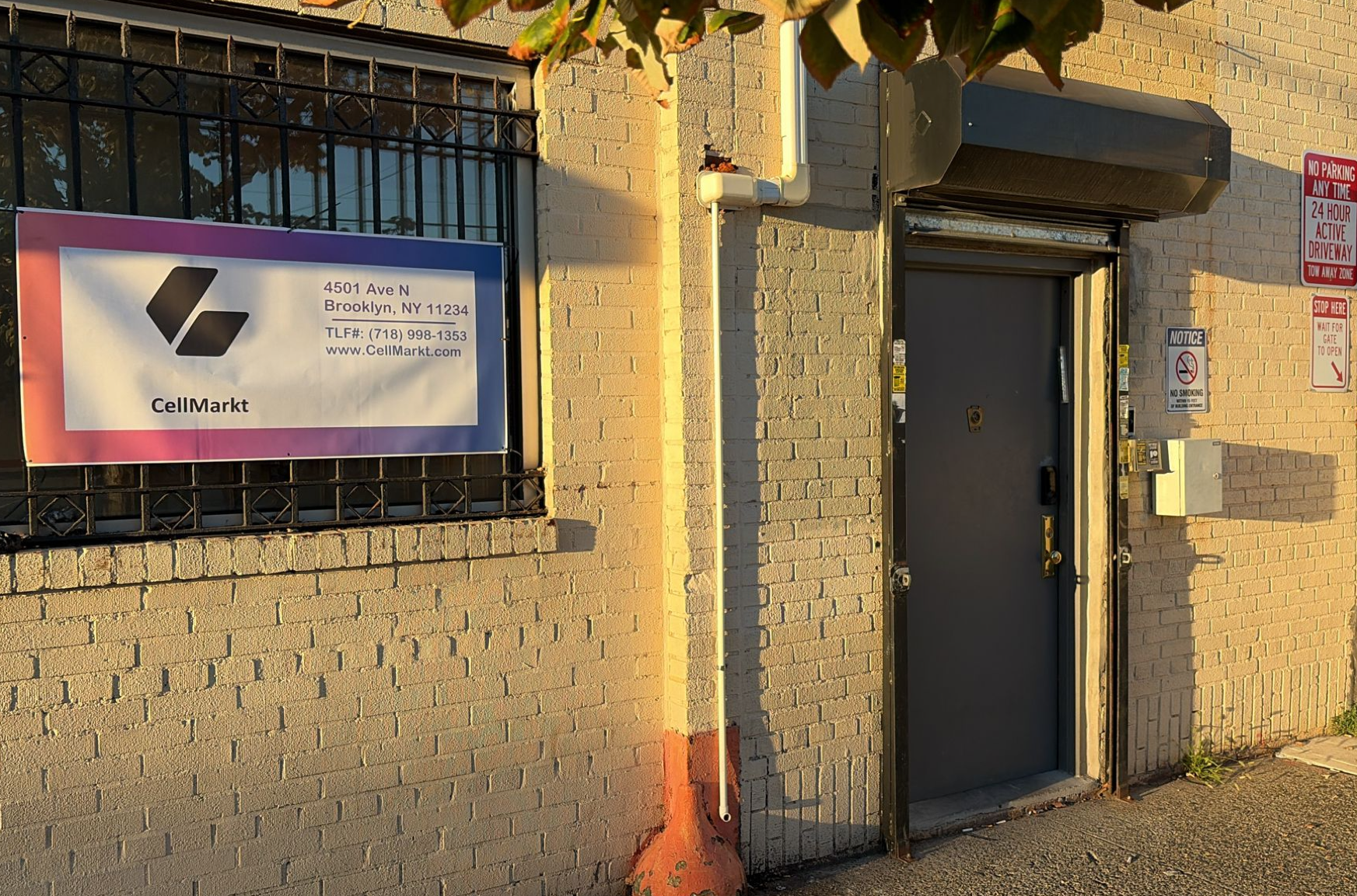 CellMarkt operations facility gate in Brooklyn, New York